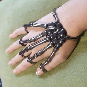 Gunmetal Skeleton Hand Stretch Bracelet